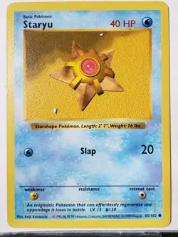 SHADOWLESS Staryu 65/102 LP - 1999 Base Pokemon Card $2 Combined Shipping - Image 1