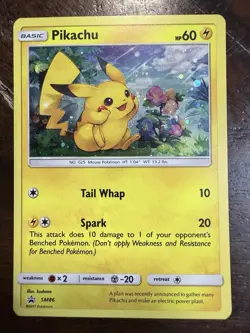 Pokemon TCG Sun And Moon Black Star Promo Pikachu Halo SM86 - Image 2