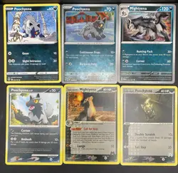 13x Pokemon Cards Poochyena Mightyena Lot - Holo Rare Vintage Stamped TCG - Image 2