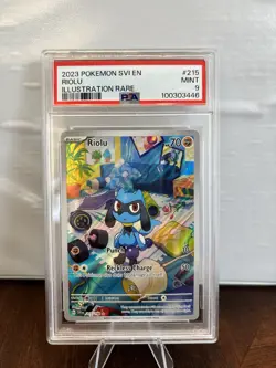 Pokemon TCG Riolu Illustration Rare Card #215/198 Scarlet & Violet PSA 9 Mint - Image 1