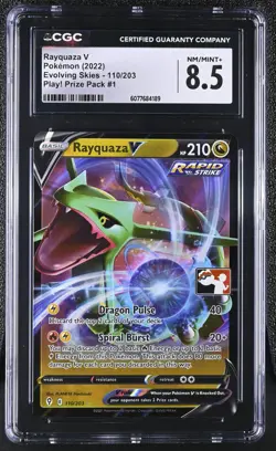 CGC 8.5 Rayquaza V 110/203 Prize Pack Series Cards Holo - Image 1