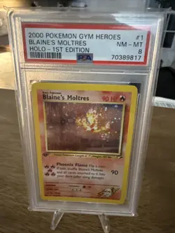 Pokemon TCG Blaine's Moltres Gym Heroes Holo Card 1st Edition Rare 1/132 - Image 1