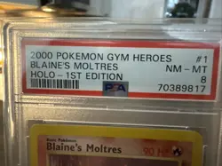 Pokemon TCG Blaine's Moltres Gym Heroes Holo Card 1st Edition Rare 1/132 - Image 2