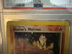 Pokemon TCG Blaine's Moltres Gym Heroes Holo Card 1st Edition Rare 1/132 - Image 3