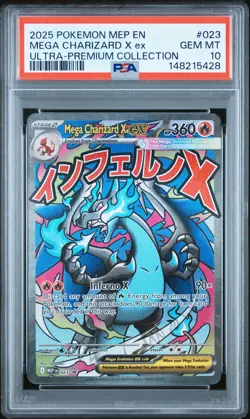 2025 Pokemon Mep En-Me Black Star Promo Mega Charizard X Ex UPC #023 PSA 10 - Image 1