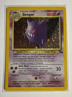 Gengar 5/62 Fossil Holo Pokemon Heavy Played - Image 2