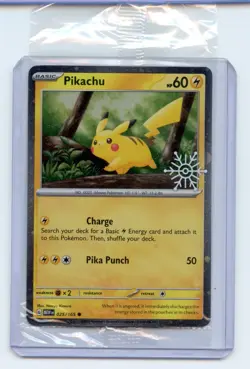 Pikachu 025/165 Holiday Calendar Stamped Promo Sealed Swirl Pokemon TCG - Image 1