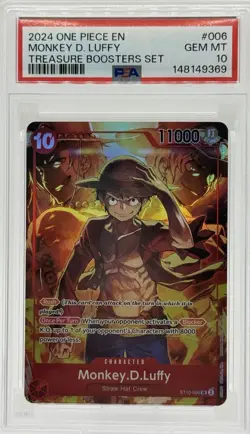 2024 One Piece EN Monkey D. Luffy ST10-006 SR Treasure Boosters Set PSA 10 - Image 1