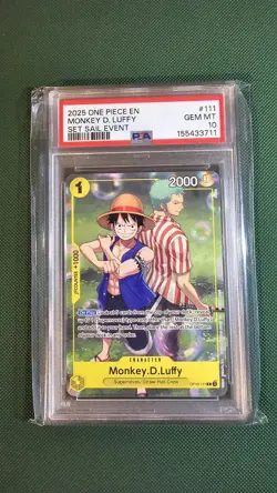 2025 ONE PIECE PROMOS #111 MONKEY D. LUFFY SET SAIL EVENT PSA 10 - Image 1