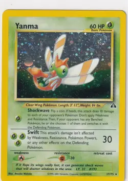 Yanma - 17/75 - Holo Rare - Neo Discovery - Pokemon Card - VLP, SWIRL! - Image 1