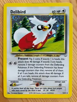 Delibird 5/64 Neo Revelation Pokemon Card Holo Rare Swirl NM - Image 1
