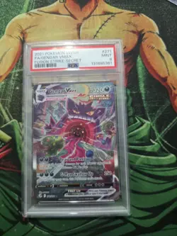 Gengar VMAX 271/264 PSA 9 Secret Rare Fusion Strike Pokemon Card with guard - Image 1