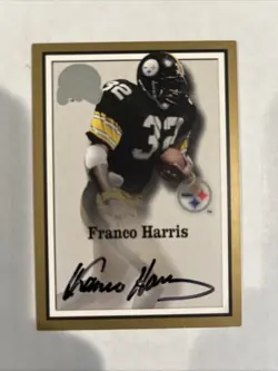 2000 Fleer Greats of the Game Franco Harris On Card Autograph Auto Pitt Steelers - Image 1