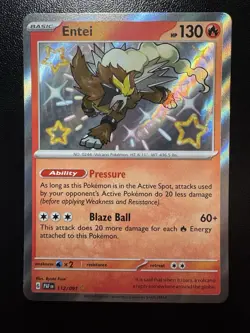 Pokemon TCG Entei Scarlet & Violet Paldean Fates Holo Shiny Rare Card 112/091 - Image 1