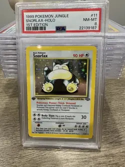 Pokemon Snorlax Jungle Holo Card 11/64 Unlimited Holo Rare, First Edition PSA 8 - Image 2