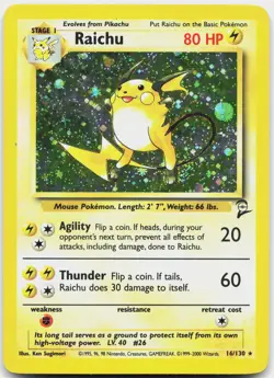 Raichu 16/130 Holo Rare Base Set 2 Pokemon Holo Lightly Played - Image 1