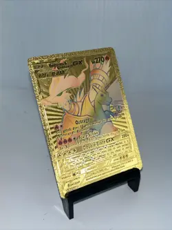 Charizard & Reshiram GX Gold Toned Foil Pokemon Card Fan Art Display Card HP270 - Image 3