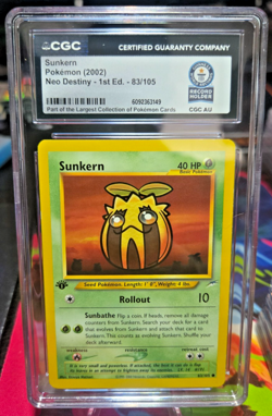 Sunkern 83/105 Neo Destiny 1st Edition, CGC Guinness World Record Breaks - Image 1