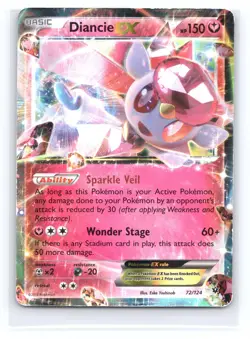 Diancie EX 72/124 Holo EX Rare Fates Collide Pokemon Holo Lightly Played - Image 1