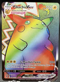 2020 Pokemon SWSH Vivid Voltage PIKACHU VMAX #188/185 Full Art Rainbow - Image 1