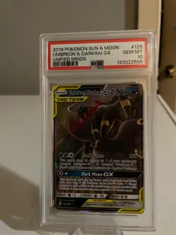 PSA 10 GEM MINT 2019 POKEMON SUN & MOON UNIFIED MINDS #125 UMBREON & DARKRAI GX - Image 1