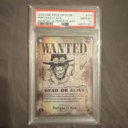 One Piece TCG - Carrying On His Will Portgas D Ace Wanted OP13-119 PSA 10 ERROR - Image 1