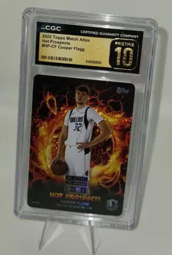 2025 Topps Match Attax Hot Prospects Cooper Flagg HP-CF CGC Pristine 10 black - Image 1