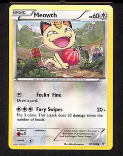 Meowth - 67/108 - Roaring Skies - Pokemon Card - 2015 Food - Image 1