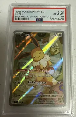 PSA 10 Eevee 173 SVP en Prismatic Evolutions ETB Promo Pokemon Card GEM MINT - Image 1