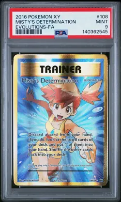 PSA 9 Misty's Determination Full Art EVOLUTIONS 108/108 Graded Pokemon Card - Image 1