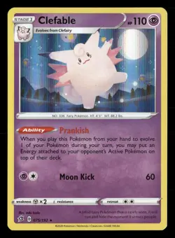 Clefable 075/192 Holo Rare Rebel Clash Pokemon Holo Lightly Played - Image 1
