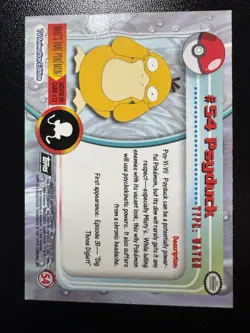 1999 Topps Pokemon TV Animation Series 1 - Psyduck #54 - Black Logo NM - Image 2