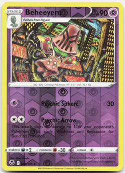 Beheeyem 080/195 Uncommon Silver Tempest Pokemon Reverse Holo NM/M - Image 1