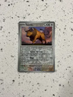 Pokemon TCG 151 Reverse Holographic Tauros 128/165 Near Mint - Image 1