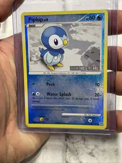 Pokemon Piplup 93/130 Burger King Promo Diamond & Pearl Reverse Holo Stamp LP - Image 1