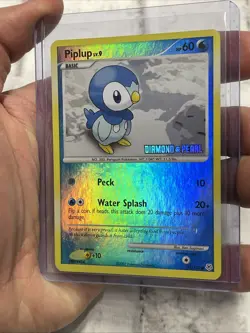 Pokemon Piplup 93/130 Burger King Promo Diamond & Pearl Reverse Holo Stamp LP - Image 2