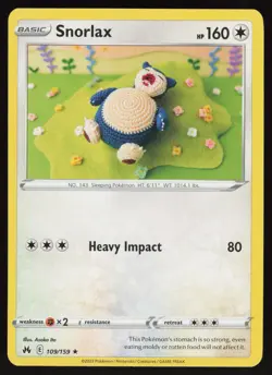 SNORLAX 109/159 RARE CROWN ZENITH POKEMON NM/M - Image 1