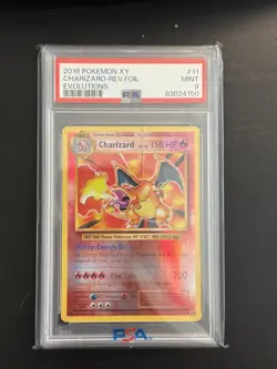 2016 Pokemon TCG Evolutions Charizard 11/108 Reverse Holo PSA 9 *Cracked Slab* - Image 1