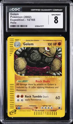 2002 POKEMON EXPEDITION HOLO #14 GOLEM CGC 8 - Image 1