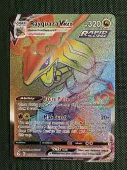 Pokemon Evolving Skies Rayquaza VMAX TCG 217/203 Rainbow Secret Rare NM - Image 1