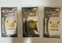 x3 Pokemon 25th Anniversary Celebrations NEW 2021 Factory Sealed Booster Packs - Image 1