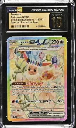 2025 POKEMON PRISMATIC EVOLUTIONS EEVEE EX 167/131 CGC 10 PRISTINE BLACK LABEL - Image 1