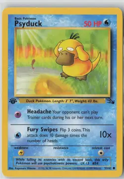Psyduck 53/62 Common Fossil Pokemon 1st Edition Moderately Played - Image 1