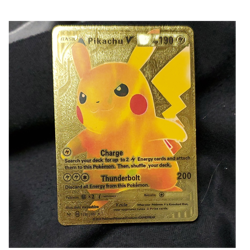 Pokemon Pikachu V Gold Metal Full Art 170/185 Basic 190 HP 200 ATK 2020 - Image 1
