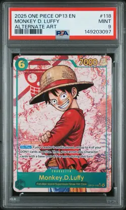 2025 ONE PIECE OP13-CARRYING ON HIS WILL MONKEY D LUFFY #118 ALTERNATE ART PSA 9 - Image 1