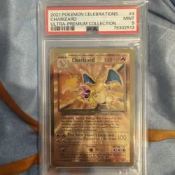 2021 CHARIZARD #4 POKEMON Ultra Premium Collection Celebrations METAL CARD PSA 9 - Image 1