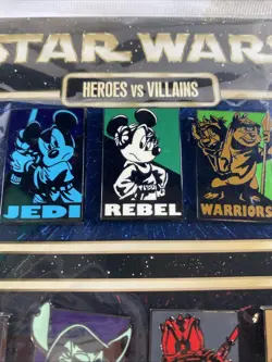Disney Star Wars Heroes Vs. Villains 2013 Booster Pin Set Of 7 Has Guard! - Image 2