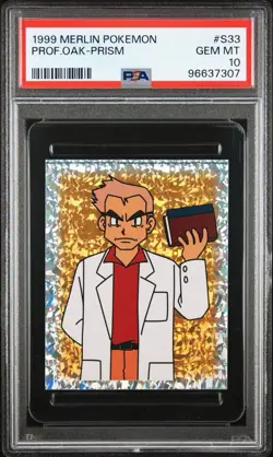 PSA 10 Prof. Oak Prism - #S33 Pokemon Merlin Sticker 1999 - Pop 46 - Gem Mint 💎 - Image 1