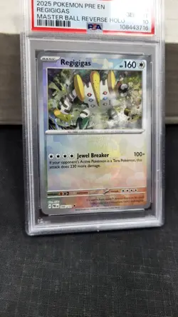 2025 REGIGIGAS MASTER BALL REVERSE HOLO PRISMATIC EVOLUTIONS POKEMON PSA 10 #086 - Image 4