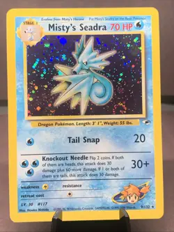 Pokemon TCG Misty’s Seadra 9/132 Gym Heroes Holo Rare VTG WOTC LP Swirl - Image 1